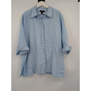 Goodclothes Women Collection100% Linen 2X Lagenlook Chambray Beachy Button Up **
